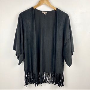 Black velvet fringe vest
